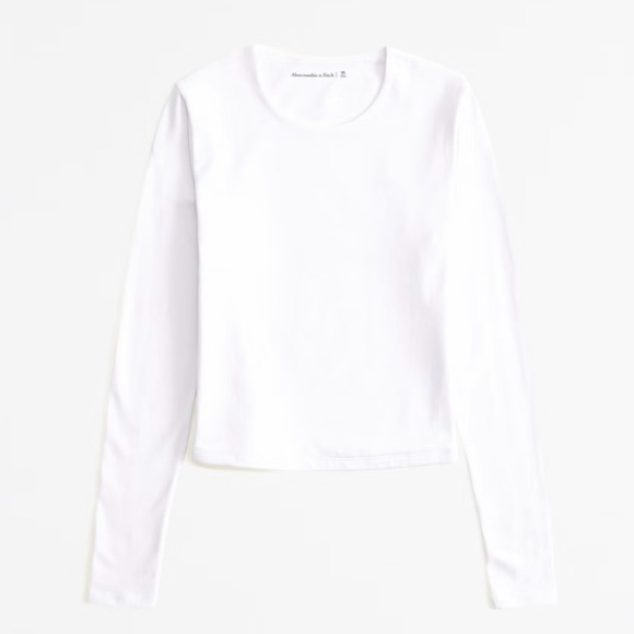 Abercrombie Long Sleeve Cotton Blend Seamless Cropped Tee - Picture 1 of 6